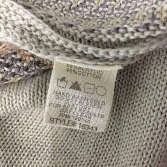 Mystree Poncho Cardigan One Size Beige Knit Stripe Open Front Boho - Picture 5 of 5